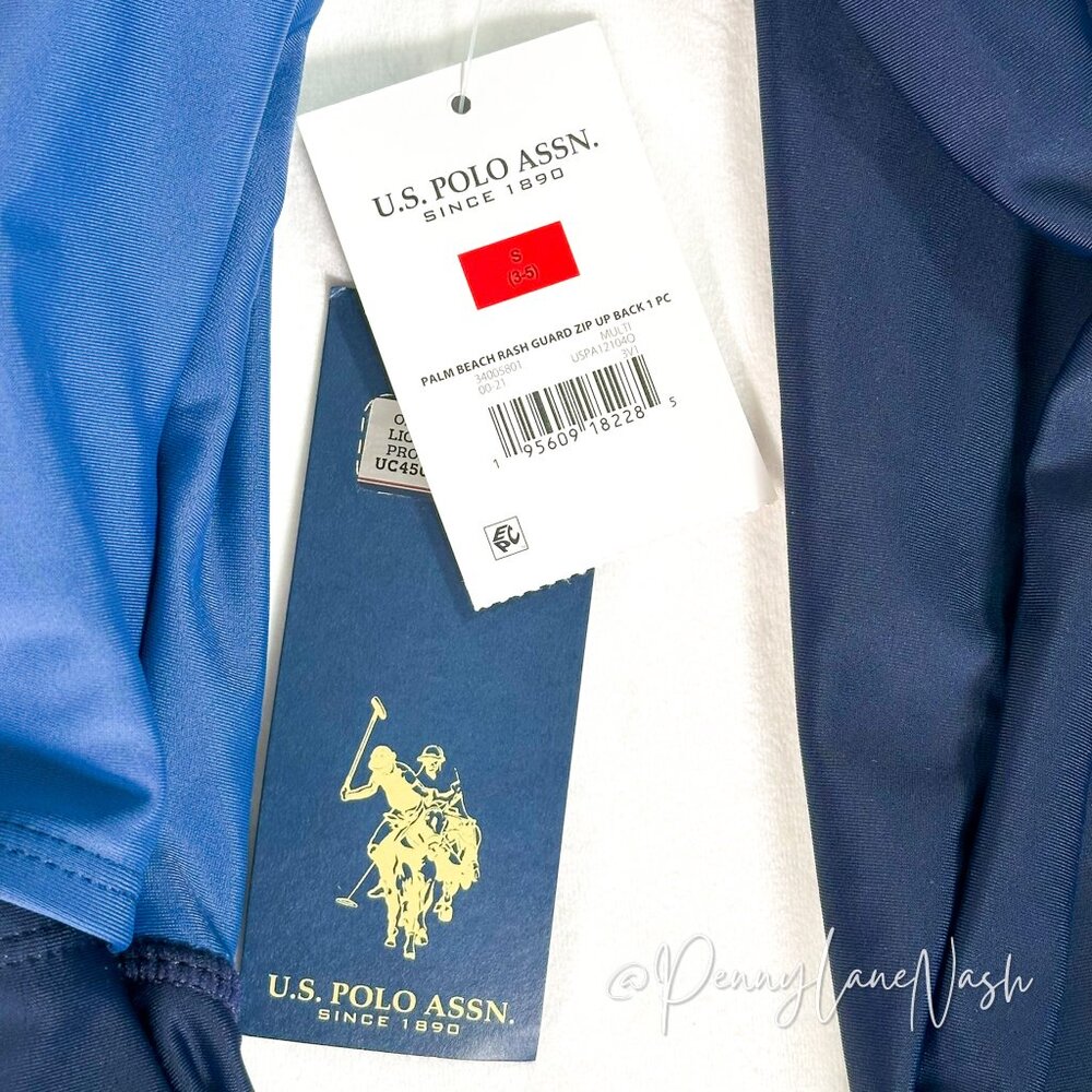 NWT US Polo Assn Palm Beach Rash Guard Zip Back Size Small - Picture 5 of 13